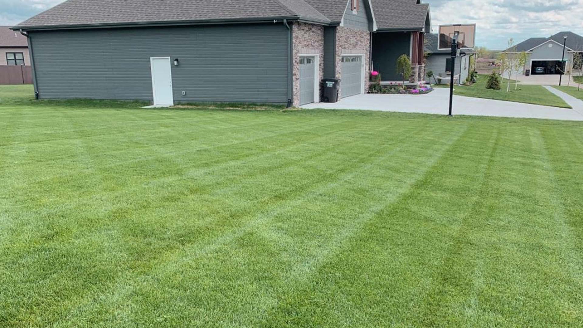 Recently mowed and treated lawn at a home in Lancaster.
