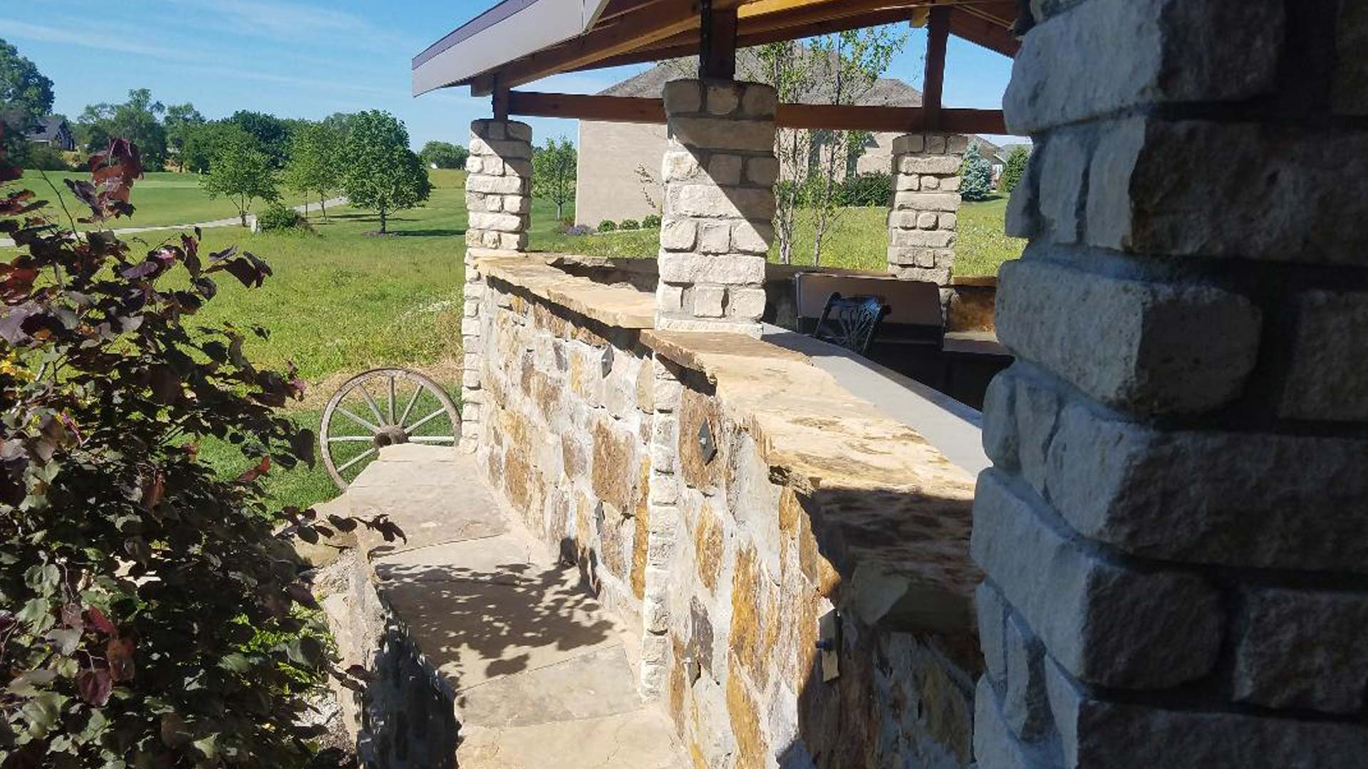 The outside walls of an outdoor kitchen that out team built at a home Lancaster County.