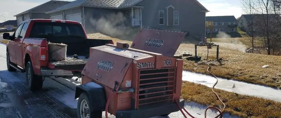Our air compressor that we use to winterize our client's irrigation system.